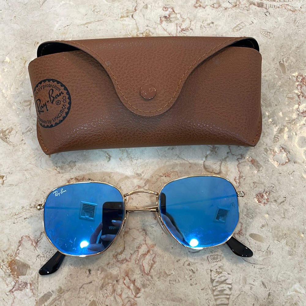 Blue hexagon ray bans